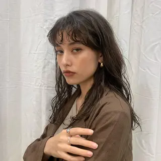 セミロング カラー 顔周りレイヤー 🎀マリノのヘアスタイル