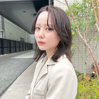 ミディアム カラー クロスパーマ× 透明感カラー✂︎のヘアスタイル