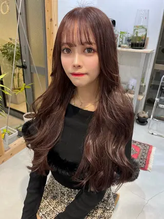 ロング カラー ブリーチなしカラー ダブルカラーエクステのヘアスタイル