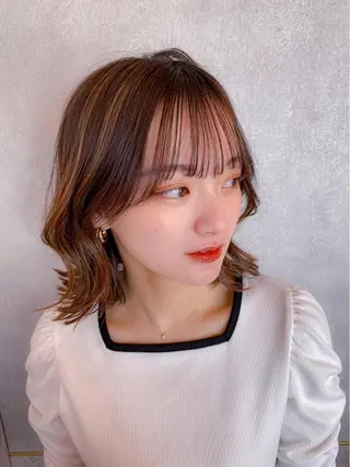 ミディアム カラー 新宿/韓国風レイヤー 髪質改善/渋谷直樹のヘアスタイル