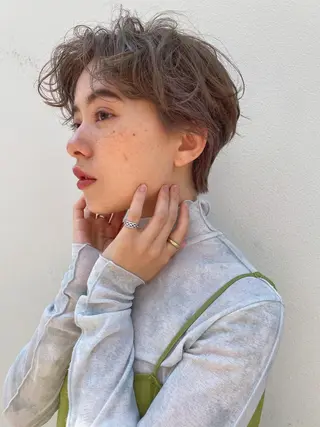 ショート カラー パーマ/透明感カラー /ボブ/吉田一生のヘアスタイル