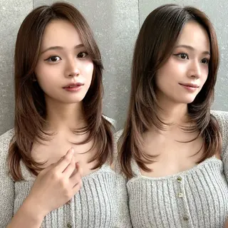 セミロング カラー Lond Loire 門前仲町駅 徒歩3分のヘアスタイル