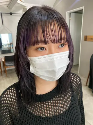 ミディアム カラー パーマ ヘアアレンジ アイブロウ Uil所属・インナーカラー/ KANAのヘアスタイル