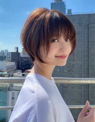 ショート カラー ボブ×縮毛矯正× 髪質改善/三ツ木一生のヘアスタイル