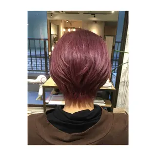 ショート ミディアム カラー アオガミ （前髪顔周りカット）のヘアスタイル