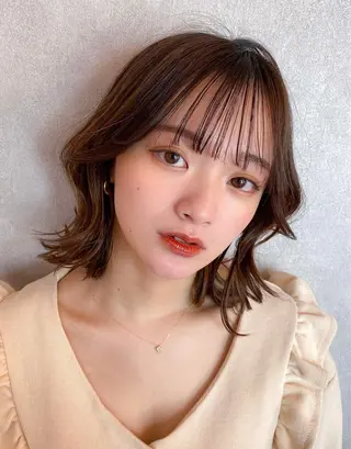 セミロング カラー 新宿/韓国風レイヤー 髪質改善/渋谷直樹のヘアスタイル