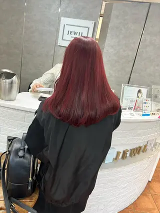 ミディアム カラー ピンクカラー/ ブリーチなしRINAのヘアスタイル