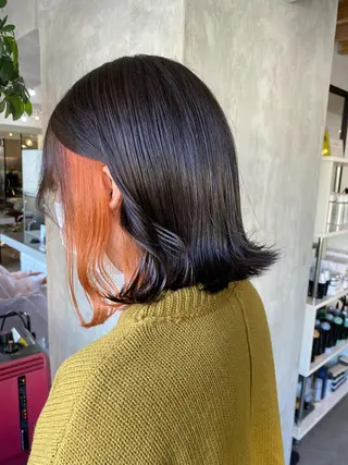 ショート カラー ヘアアレンジ 切りっぱなしボブ/ デザインカラー店長のヘアスタイル