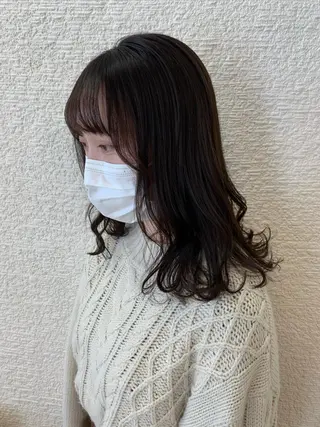 セミロング カラー 顔まわりカット✄ ベージュカラー🧸のヘアスタイル