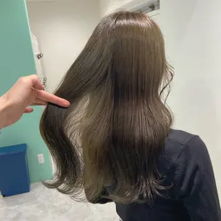 ミディアム カラー ヘアアレンジ 韓国風ベージュ🤎 赤みなし🌿横浜🤎のヘアスタイル