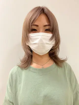 ミディアム カラー ハイトーン/ウルフ /レイヤー/坂野幸伸のヘアスタイル