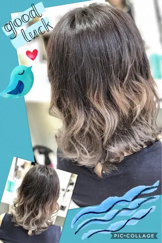 セミロング カラー 永島 桜のヘアスタイル