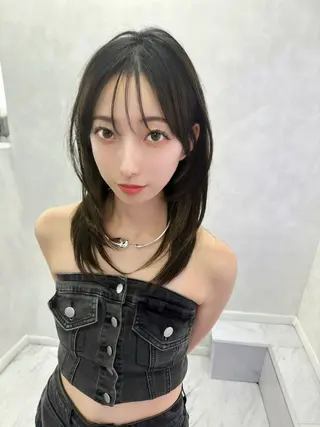 ミディアム カラー 映える顔周りカット ♥️韓国ヘア"ちぇるのヘアスタイル