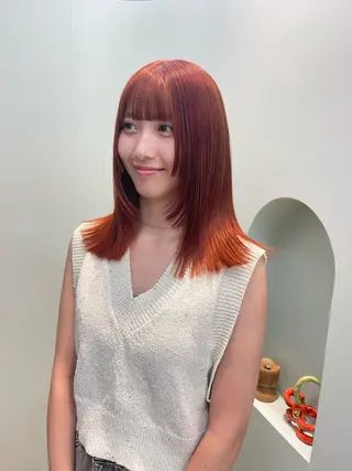 セミロング riko/yew /顔まわりカットのヘアスタイル
