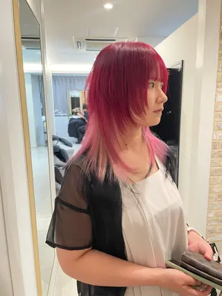 セミロング カラー ハイトーン/ ウルフ/suzuhaのヘアスタイル