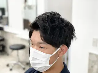 ショート パーマ メンズ ハイライト&曲がる 縮毛矯正特化 玉置のヘアスタイル