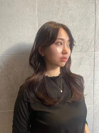 セミロング カラー 山崎/ボブ縮毛矯正 レイヤー髪質改善のヘアスタイル