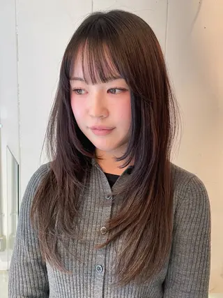 ロング カラー ヘアアレンジ ハッシュカット/ 韓国ヘア☽⋰mahoのヘアスタイル