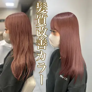 ロング カラー 髪質改善/縮毛矯正 /ブリーチ矯正/岡部のヘアスタイル