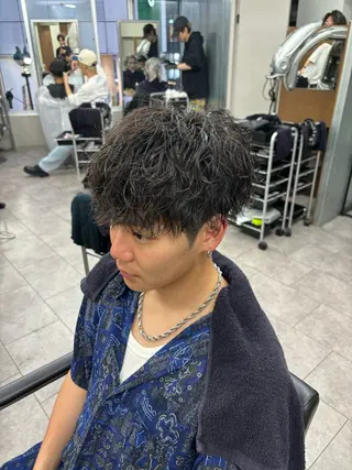 ショート パーマ メンズ メンズパーマ/ メンズカット/仙田旭のヘアスタイル