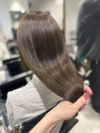 セミロング カラー パーマ 透明感/オリーブ/ グレージュ/YUKAのヘアスタイル