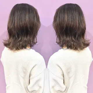 ミディアム カラー パーマ 細川 亮のヘアスタイル