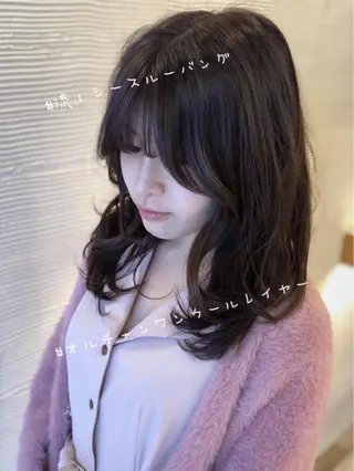 セミロング カラー パーマ ✖️リーアキト LEEAKITO✖️のヘアスタイル