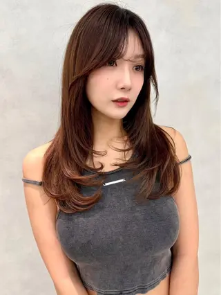 ロング カラー パーマ ヘアアレンジ ✨韓国レイヤー/ 髪質改善✨　冨永剛のヘアスタイル