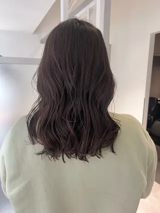 ミディアム カラー 暗髪カラー🫐パーマ おくだりんかのヘアスタイル