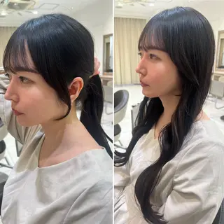 セミロング 顔周り/韓国レイヤー junkaのヘアスタイル