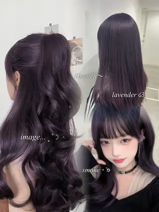 カラー YUKA💜淡色 ラベンダー/ベージュのヘアスタイル