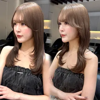 ロング カラー レイヤー🤍 ベージュ🤍　聖奈のヘアスタイル