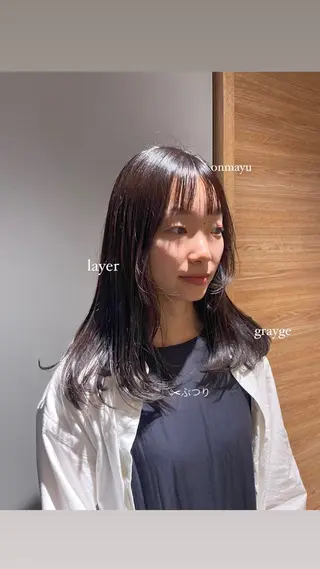 セミロング カラー MINX The pass所属・透明感ケアカラー/ レイヤー/ryokaのヘアスタイル