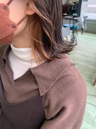 ミディアム カラー 暖色/まろベージュ/ シカタユウカのヘアスタイル