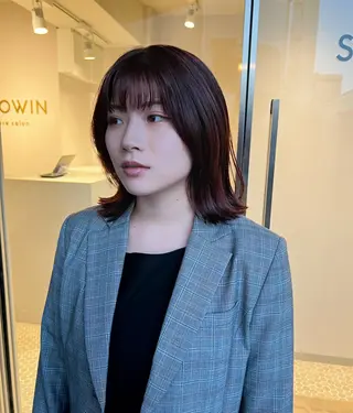 ミディアム カラー 樋野 亮のヘアスタイル