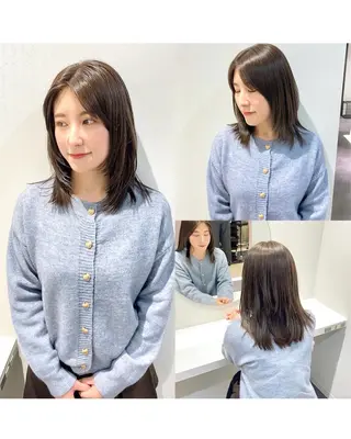 ミディアム カラー 髪質改善水素TR× レイヤーカット/熊澤のヘアスタイル