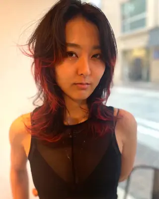 ミディアム カラー パーマ美容師 hanaのヘアスタイル