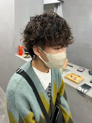 ショート パーマ メンズ 【痛くないブリーチ】 野村友大のヘアスタイル