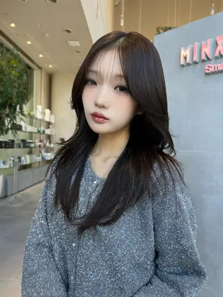 セミロング カラー minx shibuya  smart saron所属・レイヤーカット 清水翔太のヘアスタイル