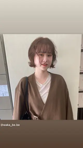 ショート カラー パーマ ヘアアレンジ 広島/ボブ/レイヤー 🌿‬wakabaのヘアスタイル