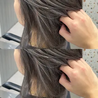 セミロング カラー 表参道/ハイライト バレイヤージュ/縮毛のヘアスタイル