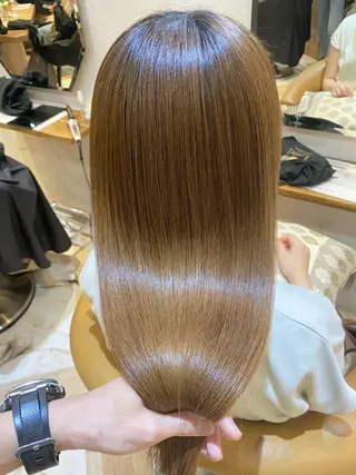 ミディアム カラー パーマ 栗原 瑠世のヘアスタイル