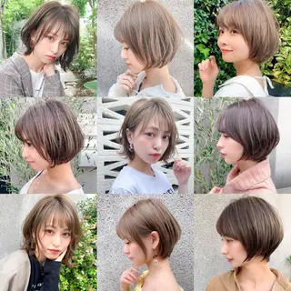 ショート カラー パーマ 大人かわいい💍🤍 ボブ/ショートボブのヘアスタイル