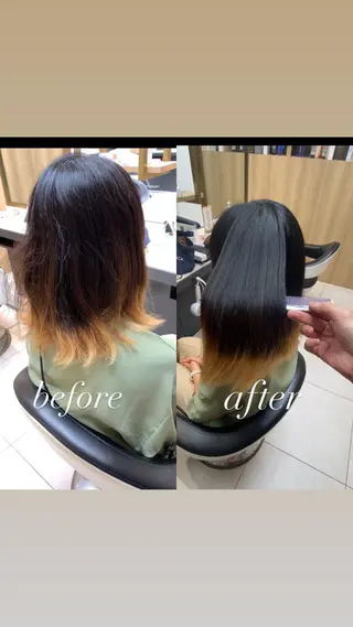 ミディアム カラー EARTH葛西所属・葛西 縮毛矯正のプロ ブリーチ矯正 青木俊のヘアスタイル