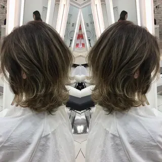 ミディアム カラー Ash 山田 勇太のヘアスタイル