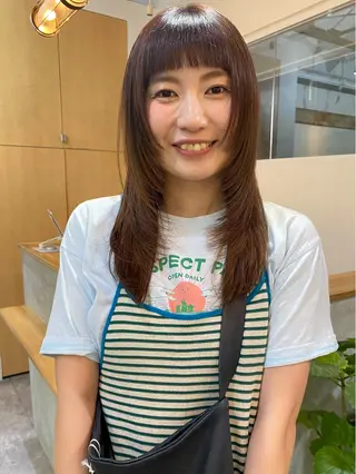 セミロング カラー 森貴裕/ベージュ/ パーマ/オリーブのヘアスタイル