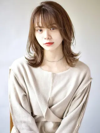 ミディアム 笠原 一唆のヘアスタイル