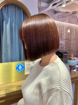 ミディアム カラー 髪質改善【縮毛矯正】 美髪ボブを量産する人のヘアスタイル