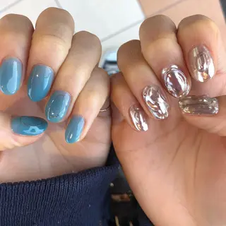 セミロング カラー パーマ ネイル 難しい髪質の縮毛矯正 高岡/射水/髪質改善のヘアスタイル