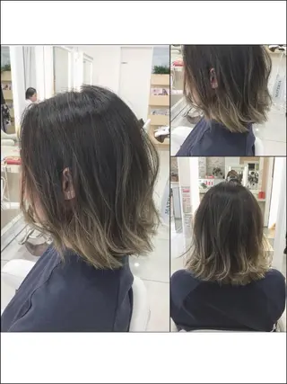 ミディアム カラー Ash 山田 勇太のヘアスタイル